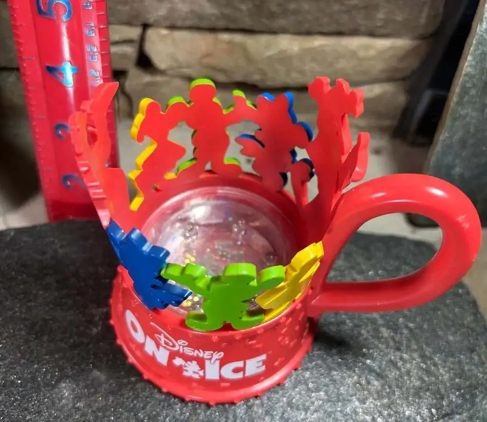 Disney On Ice flashing colors Coaster Cup holder red with Mickey Mouse shapes